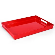 Best Serving Tray with Handles-10x15Inch Red Melamine Modern Platters,Serving
