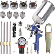 HVLP Gravity Feed Spray Gun, Automotive Air Paint Spray Gun Kit with 4 Nozzle...