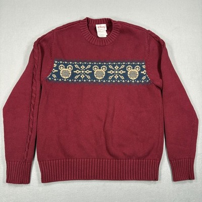 Vintage Disney Christmas Sweater Adult S Dark Red Long Sleeve Crewneck Mickey