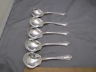 SET OF 5 Gorham Sterling OLD BARONIAL (1897) BOUILLON SPOONS-Mono S