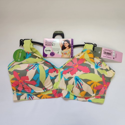Kindly Yours Women's Comfort Modal Lounge Pullover Bra, Tropical Floral XL