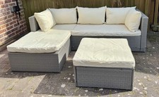 RATTAN SOFA SET GARDEN CORNER L SHAPED OUTDOOR PATIO FURNITURE SET SEATING TABLE