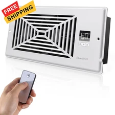 BIOWIND Quiet Register Booster Fan Fits 4" x 10" x 10", White 