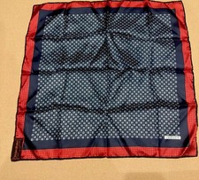 Classy Yves Saint Laurent Men  s Blue/Red Geometric Handkerchief -EXCELLNT CONDTN