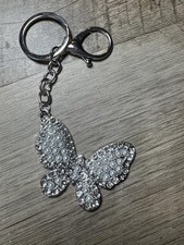 Elegant Butterfly Keychain with Pearl and Rhinestone Accents