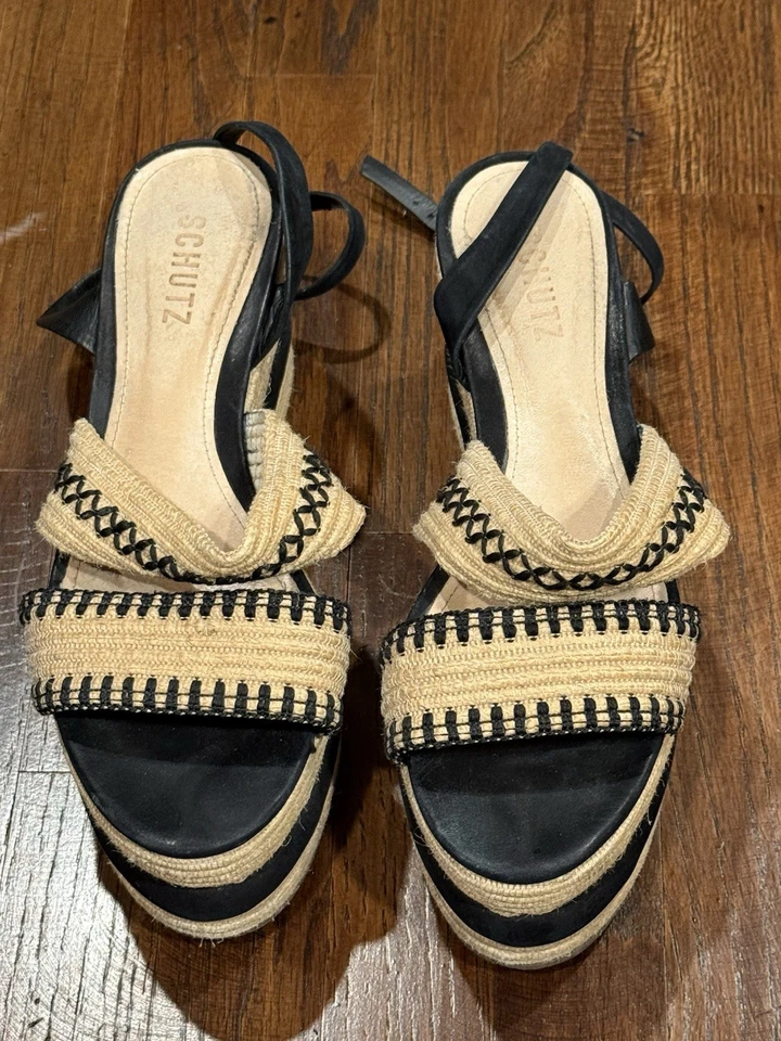 Cuñas SCHUTZ negras y tostadas con suela de plataforma talla 8,5 Foto 4 de 4