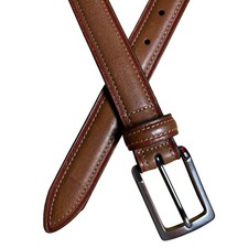 Tommy Hilfiger Mens Brown Leather Belt Red Edge Detail Size 34 (34"-30") EUC