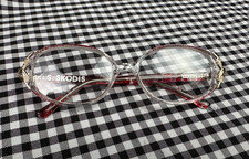 Skodis Clear Frame Glasses Red Burgundy Accents Gold Hardware Retro Rose