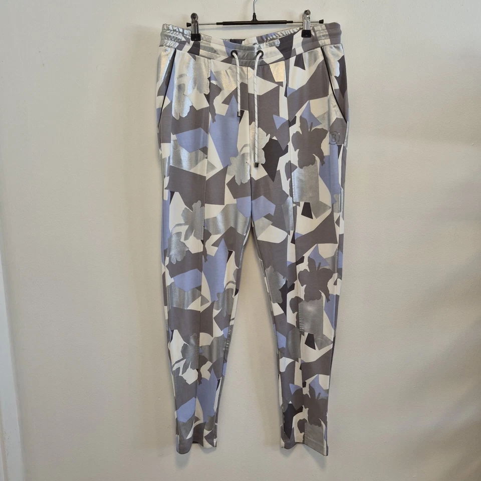Bogner Track Pants Knit Pull On Blue Silver Geo Ski Athleisure Women's Sz 8 Med - Image 2 of 4