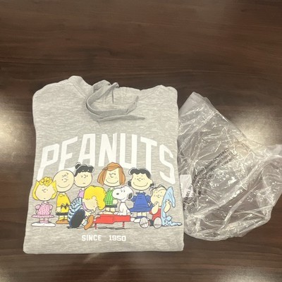Unisex peanuts Medium Gray Pullover Hoodie Sweatshirt Peanuts Character