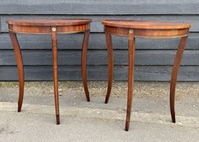 Pair Of Reprodux Half Moon Demi Lune Console Hall Tables / Side Tables