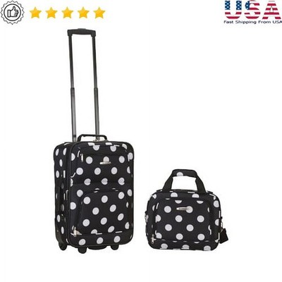 Softside Expandable 2-Piece Carry-On Luggage Set W/ EZ-Roll Wheels Storage New
