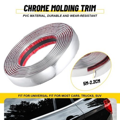 4/5'' Chrome Molding Trim Strip Car Door Window Bumper Protect Embellish 16Ft EAW