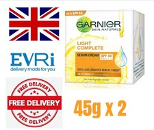 UK 45g Garnier Vitamin C Serum Cream with SPF 40 Light Complete Skin Face