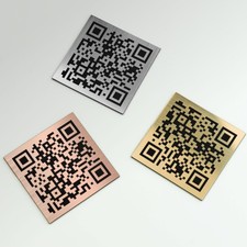 Plastic Laminate QR Code Sign Metal Effect Engraved Labels Custom Etched Labels