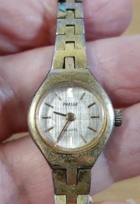 Vintage Women Phasar Sears Roebuck Watch Gold Tone Steel Back Bracelet Band Working Phasar Sears Roebuck Quartz Goldtone Ladies Watch  main image 4