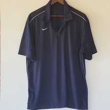 Nike Dri-Fit Men's XL Polo Shirt Navy Blue Golf Top Logo 3 Button Short Sleeve
