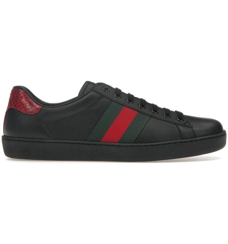 Baskets basses homme Gucci Ace Gucci rayures noires pointure 11,5 386750 certificat d'authenticité