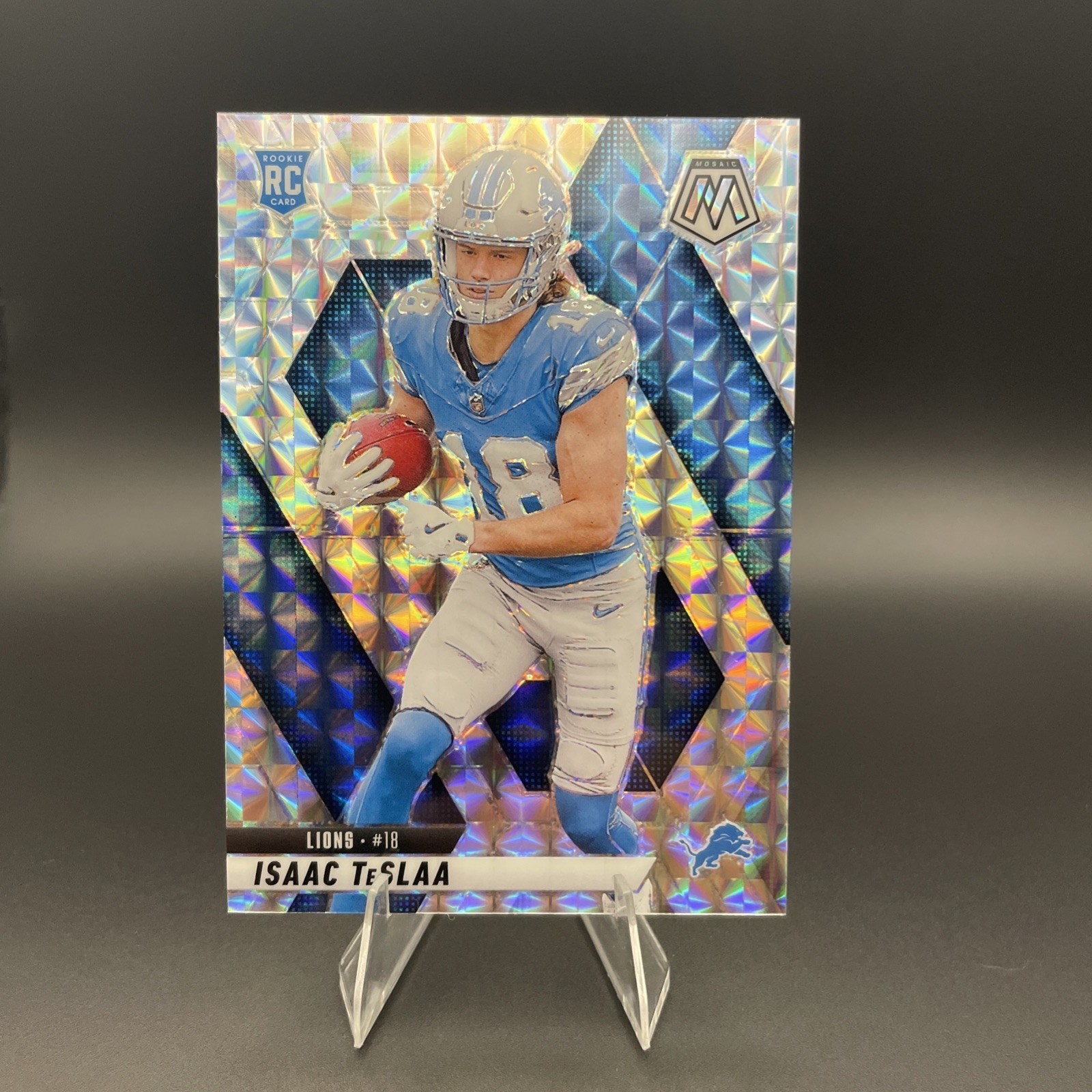 2025 Mosaic Isaac Teslaa (RC) Silver Mosaic Prizm #319 Detroit Lions!