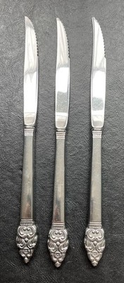 VINLAND 3 Steak Knives ~ Serrated ~ Oneida Community Stainless USA