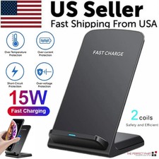 Wireless Fast Charger Charging Pad Stand Dock For Samsung Galaxy iPhone Phone