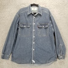 Levis Shirt Mens Large Blue Long Sleeve Button Up Vintage Hong Kong Denim Read