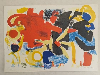 GER LATASTER ( Pays Bas, 1920-2012), COMPOSITION ABSTRAITE, 1956. LITHOGRAPHIE - Photo 1/4