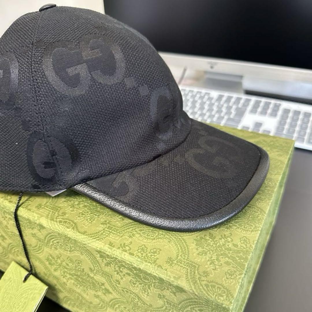 GUCCI 黒　キャスケット G.G. 1921 サイズ59 Gucci Black Baseball Cap Jumbo Gg Hat L 59Cm | eBay