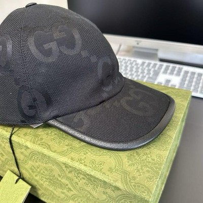 GUCCI ブラック ベースボールキャップ L (59 cm) Gucci Black Baseball Cap Jumbo Gg Hat L 59Cm | eBay