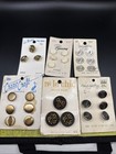 Vtg Carded Sewing Buttons Lot of 6 Le Bouton Majesty Crane Craft Lansing Metal — photo 1