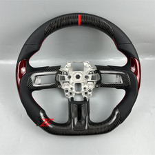 Fit For 2018-2022 Ford Mustang Steering Wheel Custom Carbon Fiber Black Leather