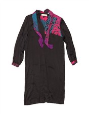 VINTAGE Womens Front Tie Maxi Dress IT 44 Medium Black Geometric MH08