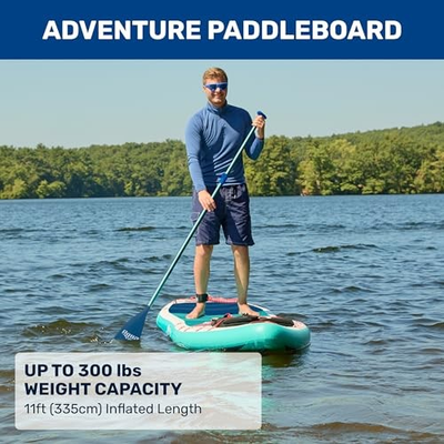 #ad AQUA LEISURE AQUA PRO HALCYON ADVENTURE 11#x27; INFLATABLE STAND UP PADDLEBOARD BLUE $129.03