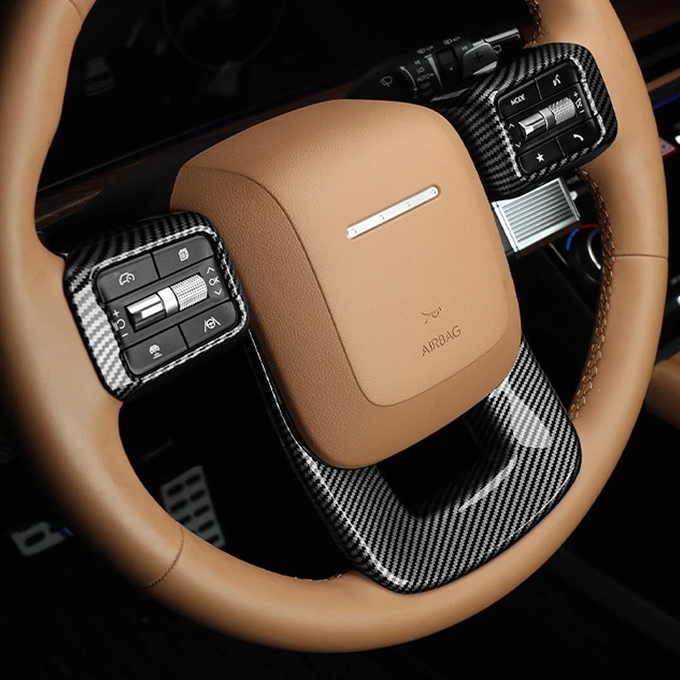 Carbon Steering Wheel Button Frame Trim Cover for Hyundai Palisade LX3 IONIQ 9 - Image 3 of 4