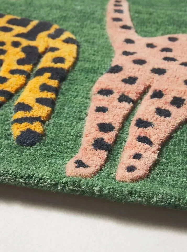 Anthropologie Design Catwalk Dark Green Hand Tufted 100% Wool Soft Area Rug 8x10 - Image 3 of 4