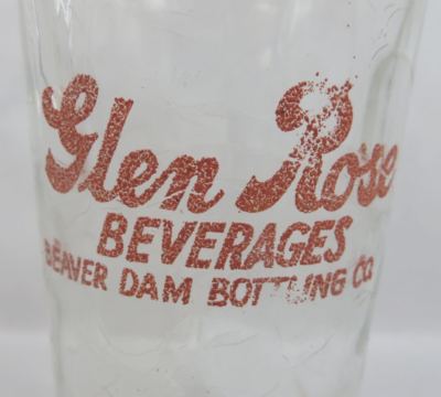 #ad Glen Rose Beverages BEAVER DAM Wisconsin antique 4 shell style drink glass $20.00