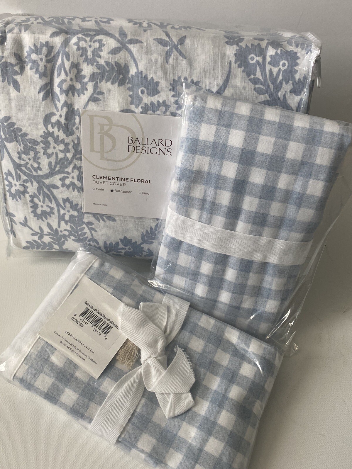 Ballard Designs CLEMENTINE Duvet Cover Queen+ 2 Serena&Lily Shams NWT
