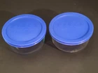 (LOT OF 2) Pyrex 7201 4-Cup Glass Food Storage Bowl w/ 7201-PC Marine Blue Lid