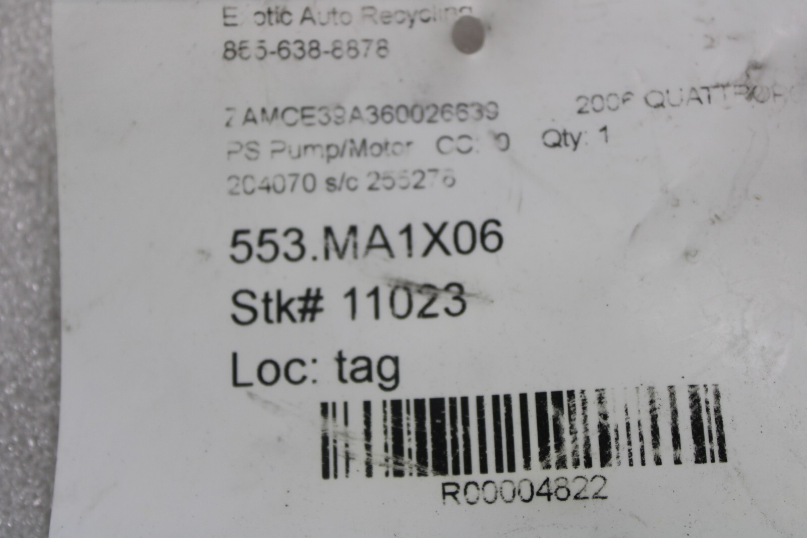 Maserati Quattroporte, Power Steering Pump, Used P/N 204070 s/c 255278
