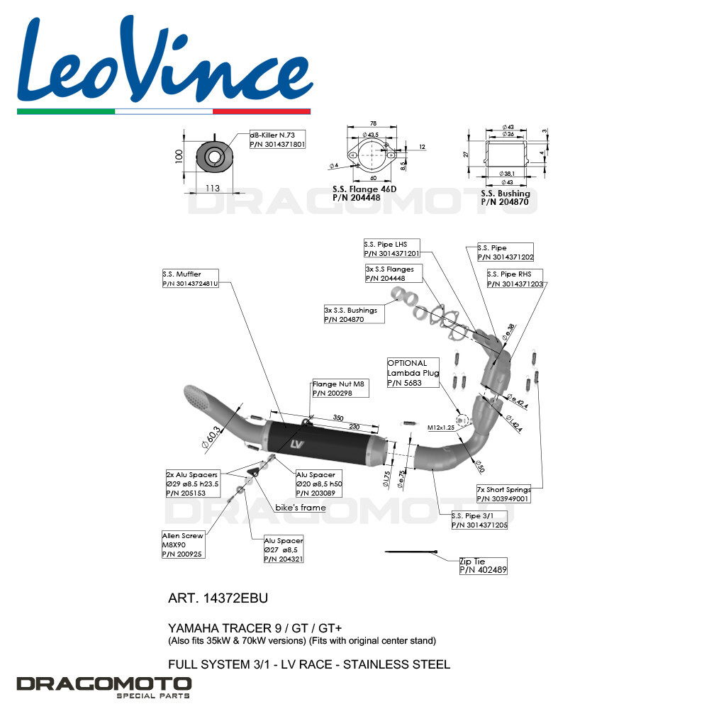 M YAMAHA MT-09 GT ABS Tracer 9 GT+ 2023 Full exhaust Leovince