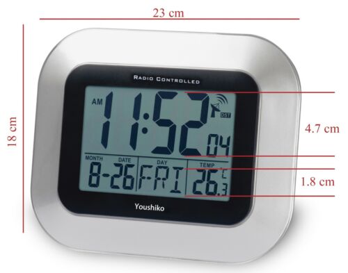 Funkgesteuerte große Bildschirm LCD Wand- oder Schreibtischuhr (UK & Irland Version) - Bild 3 von 12