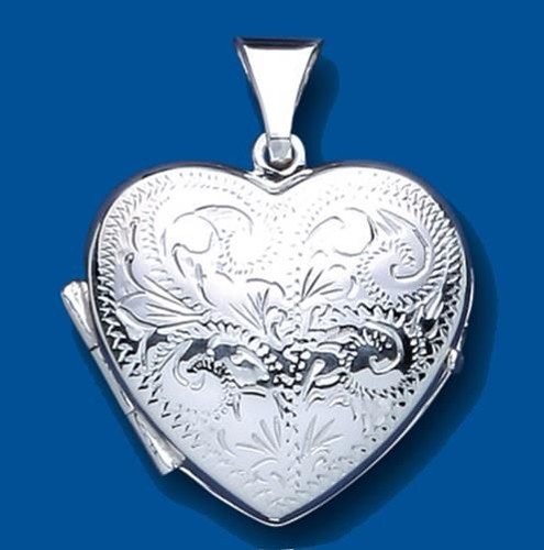 Médaillon Pendentif En Argent 925 - Cœur Gravé à Charnières - Vintage - Occasion