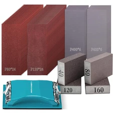 Sand Paper 65Pcs, Sandpaper for Wood, 80-600 Grit Sandpaper Assortment Kit with 