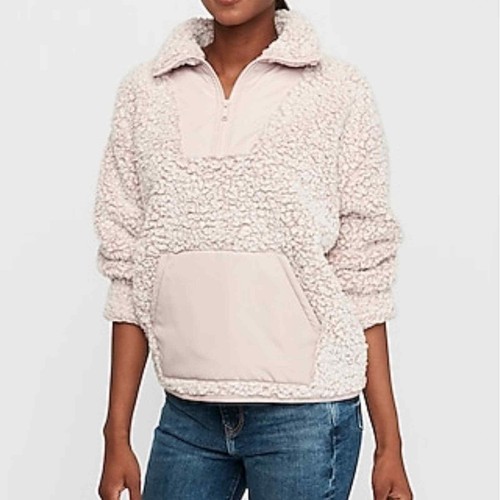 Express Dusty Rose Sherpa Pink Fleece 