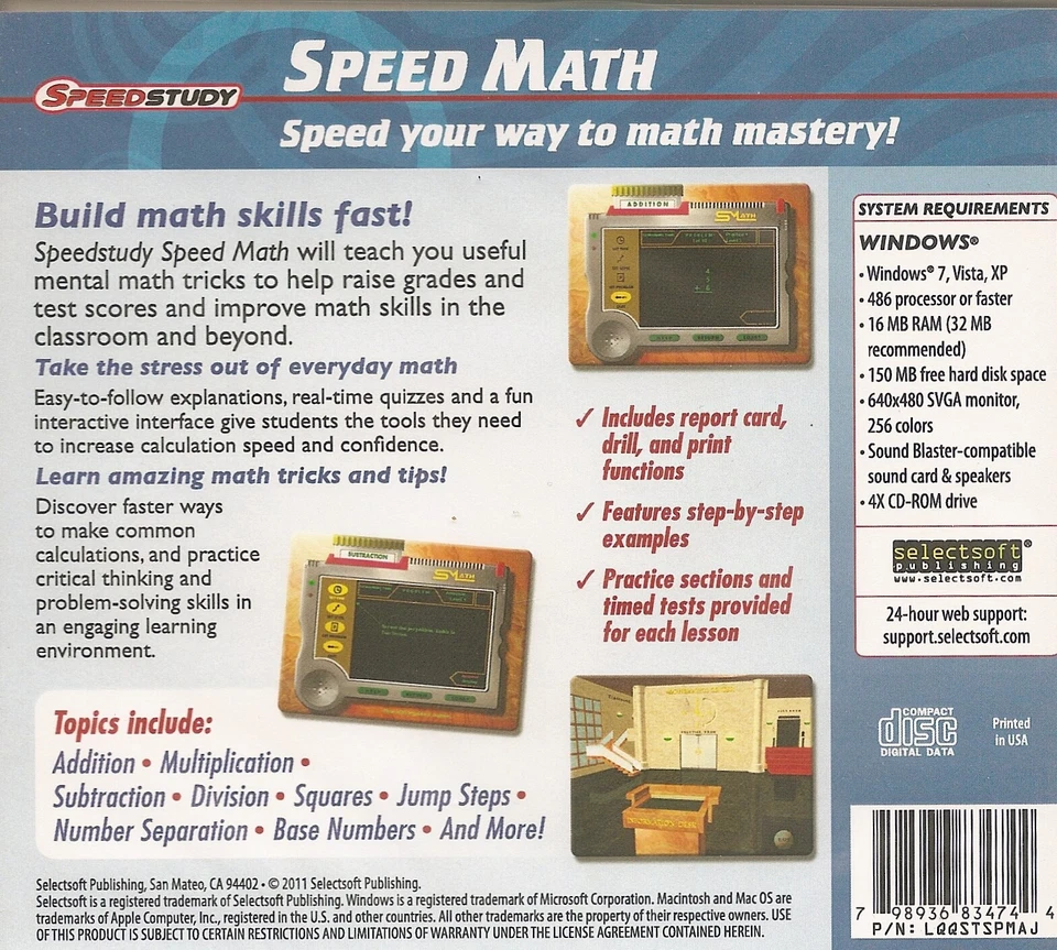 Speed Study Speed Math * PC Windows 10 / 8 / 7 / Vista XP * Brand New & Sealed - Image 2 of 2