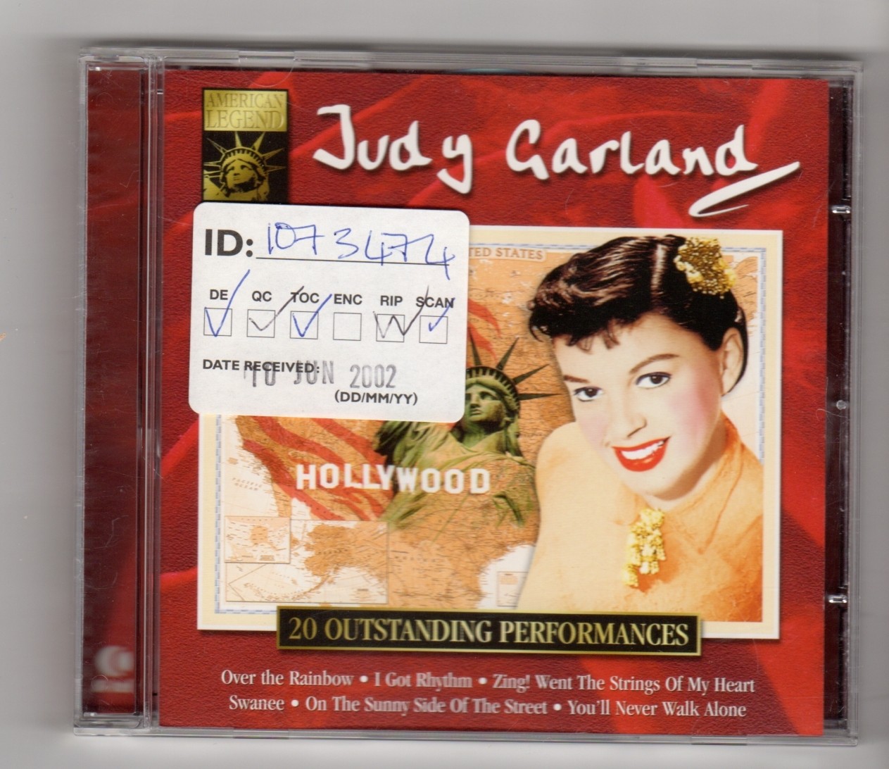 (HZ621) Judy Garland, American Legend, 20 tracks - 2002 CD