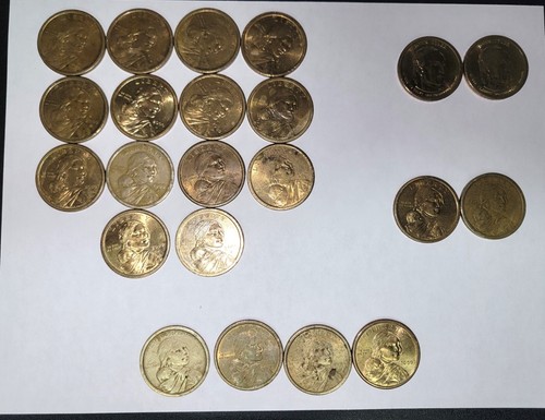 22 2000 P D SACAGAWEA 1 DOLLAR COINS US GOLD WAMPANOAG John tyler 2011 2009