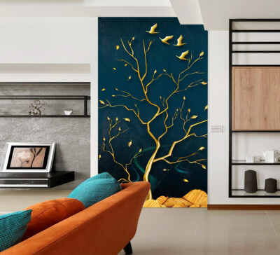 3D Golden Branches ZHUA16009 Wallpaper Wall Murals Removable Self-adhesive Amy