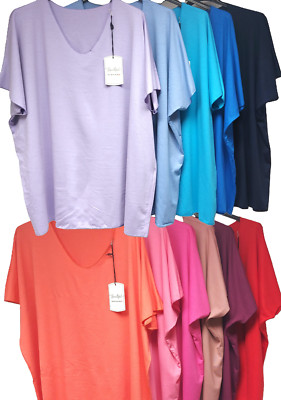 Damen Shirt T-Shirt Bluse  42 44 46  Uni Basic Oversize Italy Shirts  #21