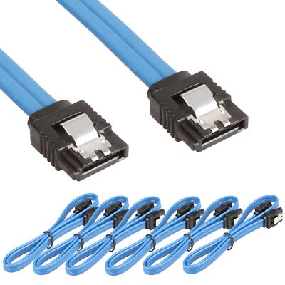 6-Pack Straight SATA III Data Cable 6.0 Gbps High Speed 24-inch Blue